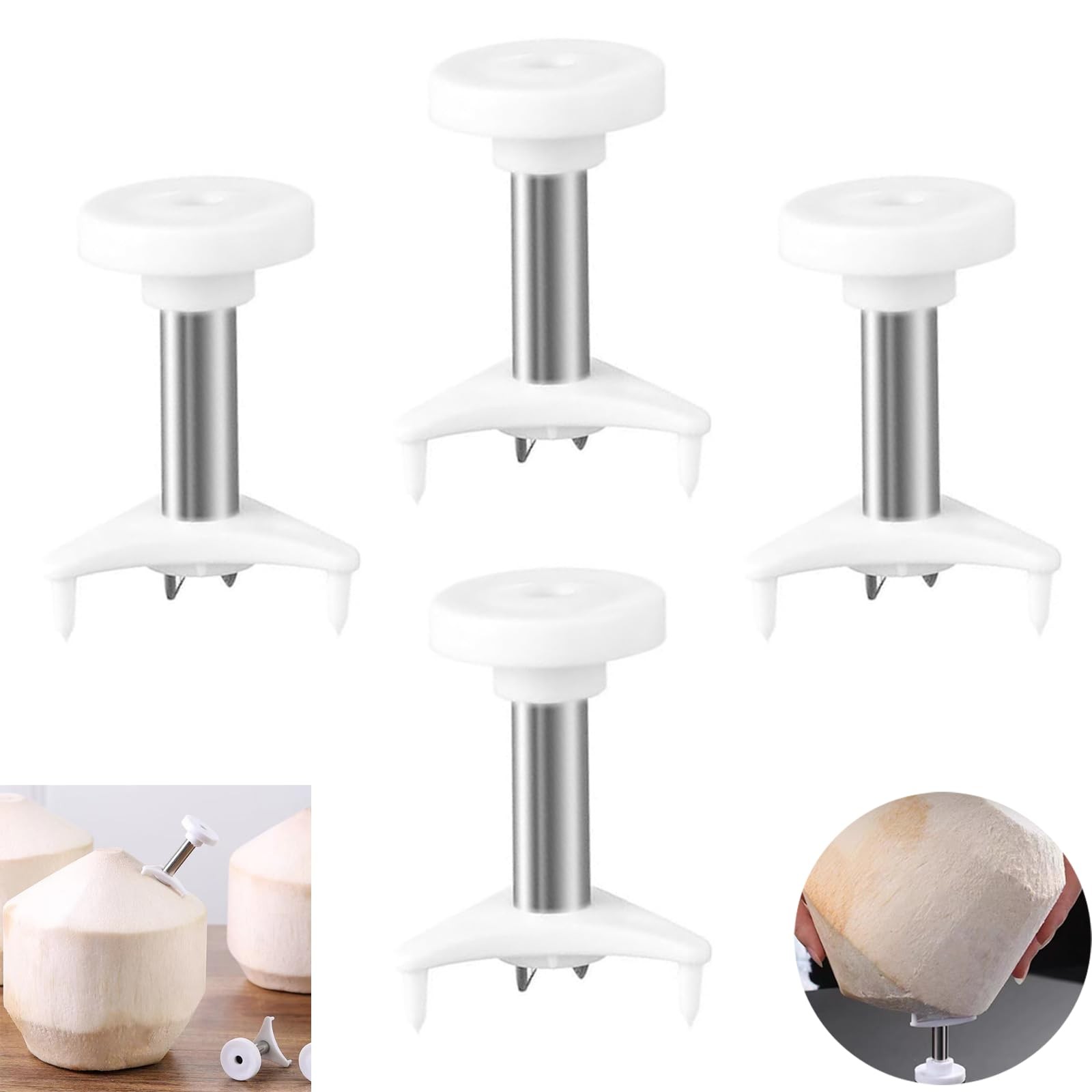 Duoduole 4 Pcs Coconut Opener Tool Stainless Steel Coconut Hole Punchers Coco...