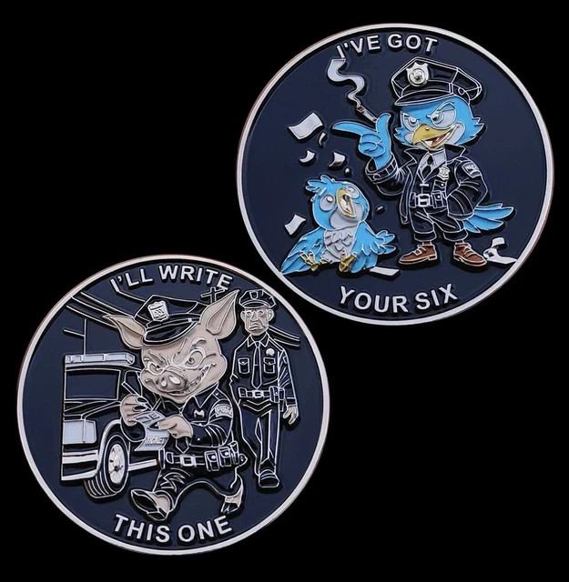 Law Enforcement Police Challenge Coin Cartoon Blue Falcon & Ticket Pig