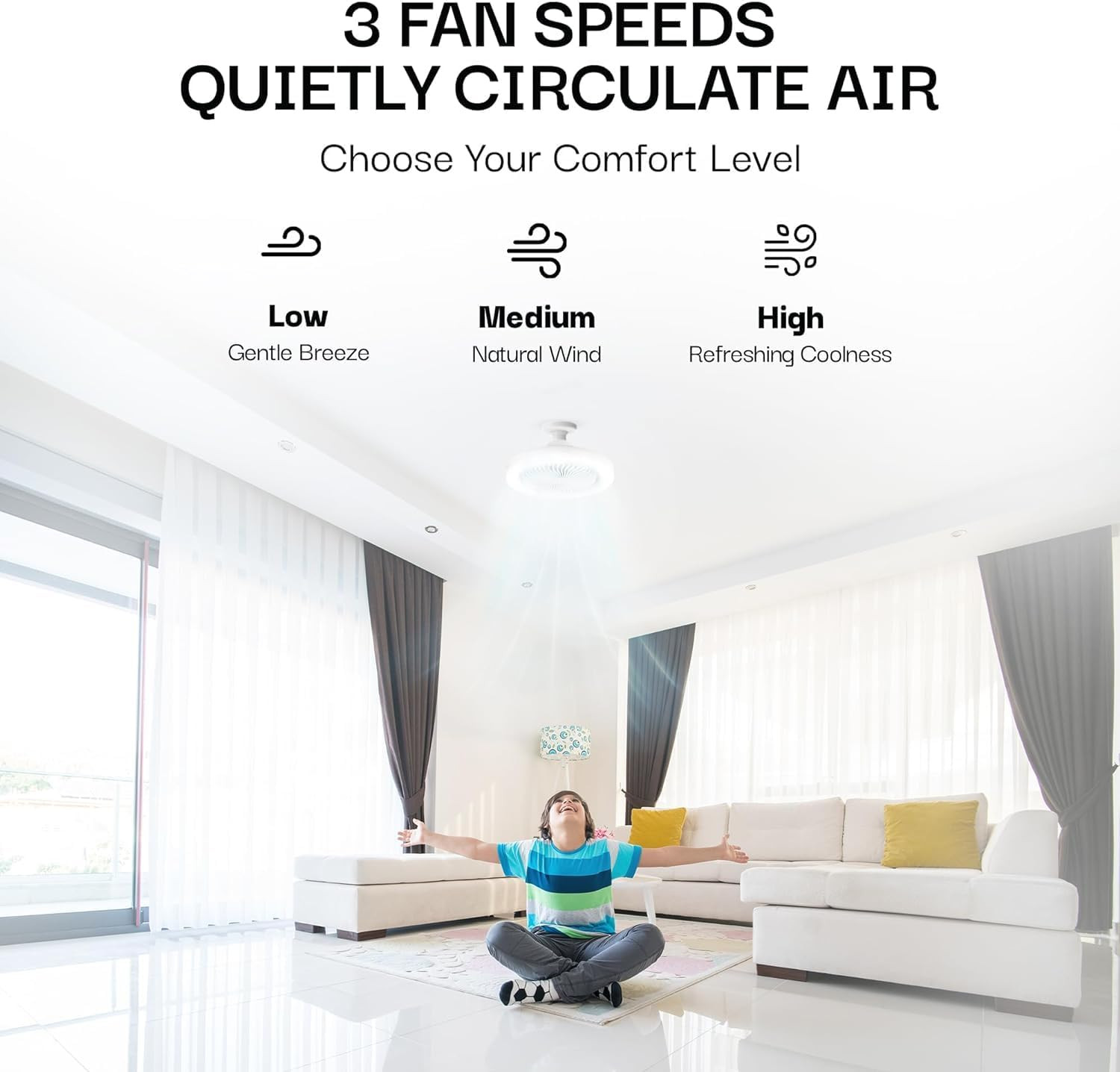 Socketair Wireless Ceiling Fan Light with Remote Control, Extender,110-120 Volt,