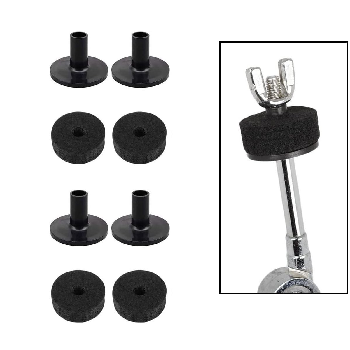TUOREN 20 Pieces Cymbal Replacement Accessories Drum 20Pcs, black