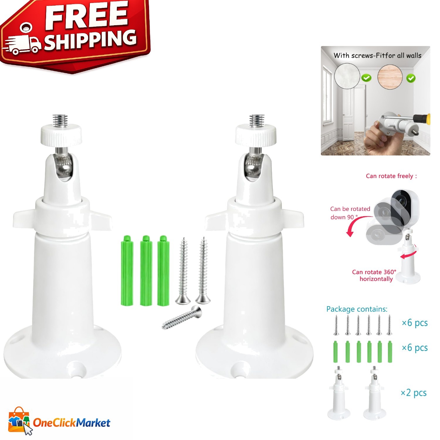 Durable Stainless Steel Wall Mount with Adjustable Angles for Security Cameras