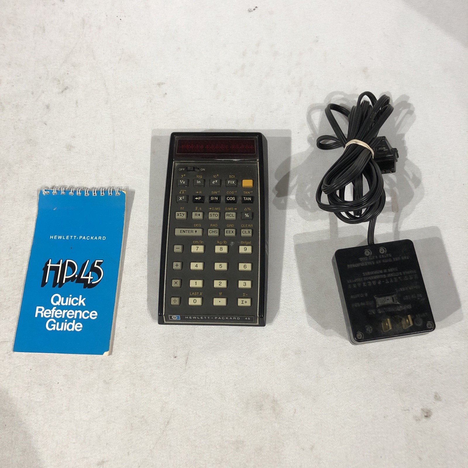 Vintage Hewlett Packard HP 45 Calculator W/ Power Supply Tested & working