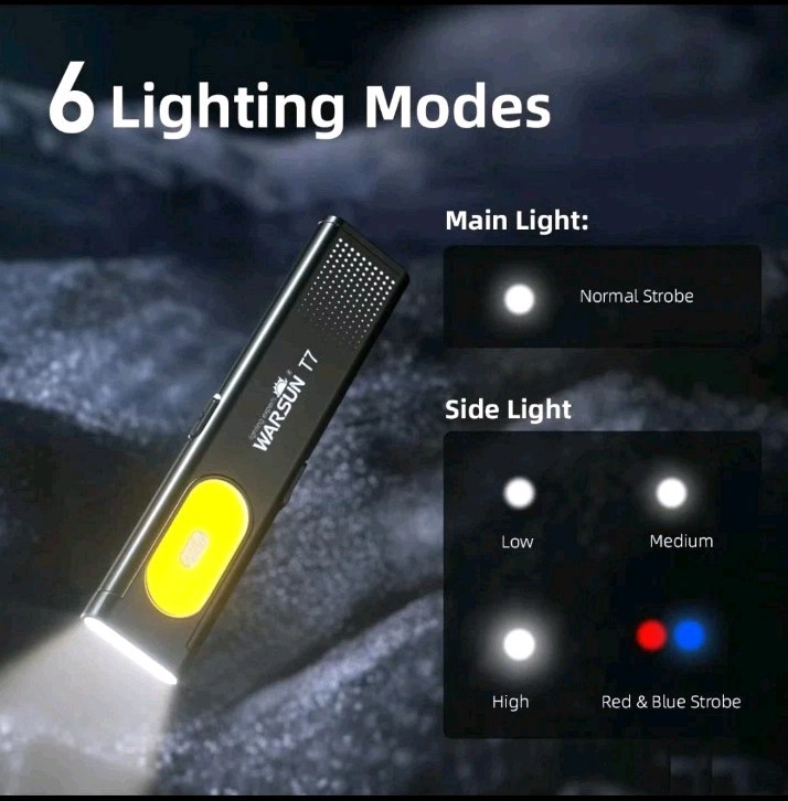 Flashlight Warsun T7 PRO super bright diffused light