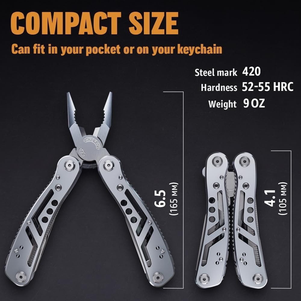 24-in-1 Multitool with Knife,Pliers & 11 Bits Sharp Stainless Steel - Multi Tool