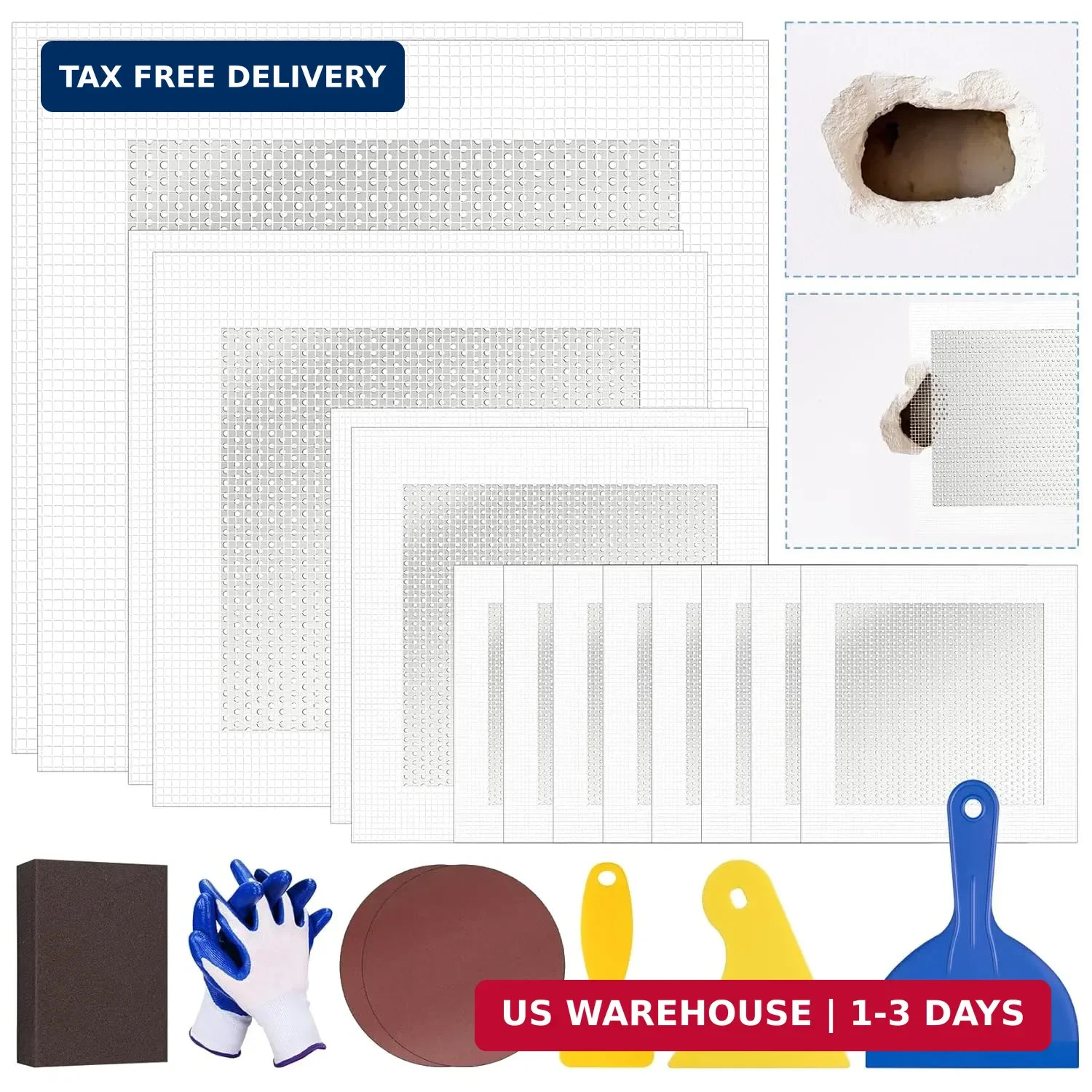 DIYSELF Drywall Patch, 21 PCS Drywall Repair Kit with 2×10", 2×8", 2×6", 8×4" Se