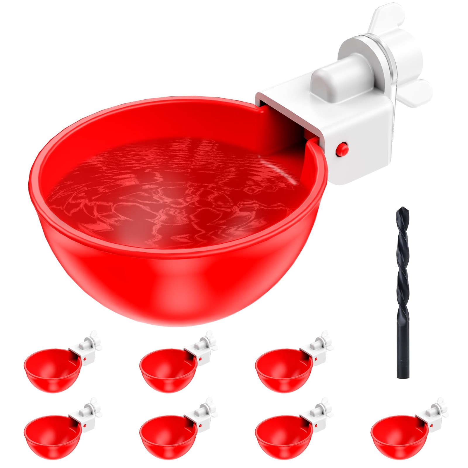 Automatic Chicken Waterer Cups 8 Pack Poultry Drinker Bowl HeavyDuty for Bucket