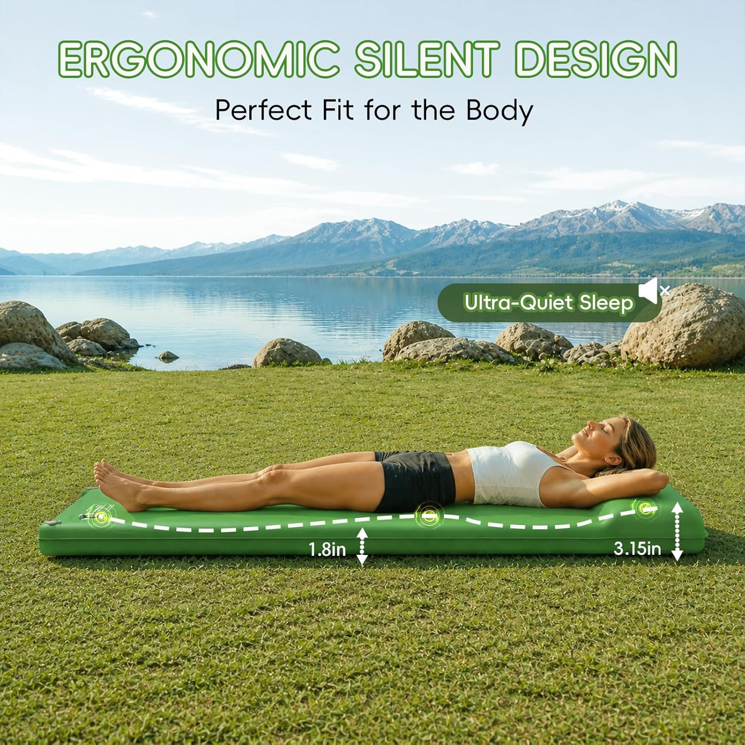 Memory Foam Camping Sleeping Pad, Foldable and Portable Self-Inflating Camping M
