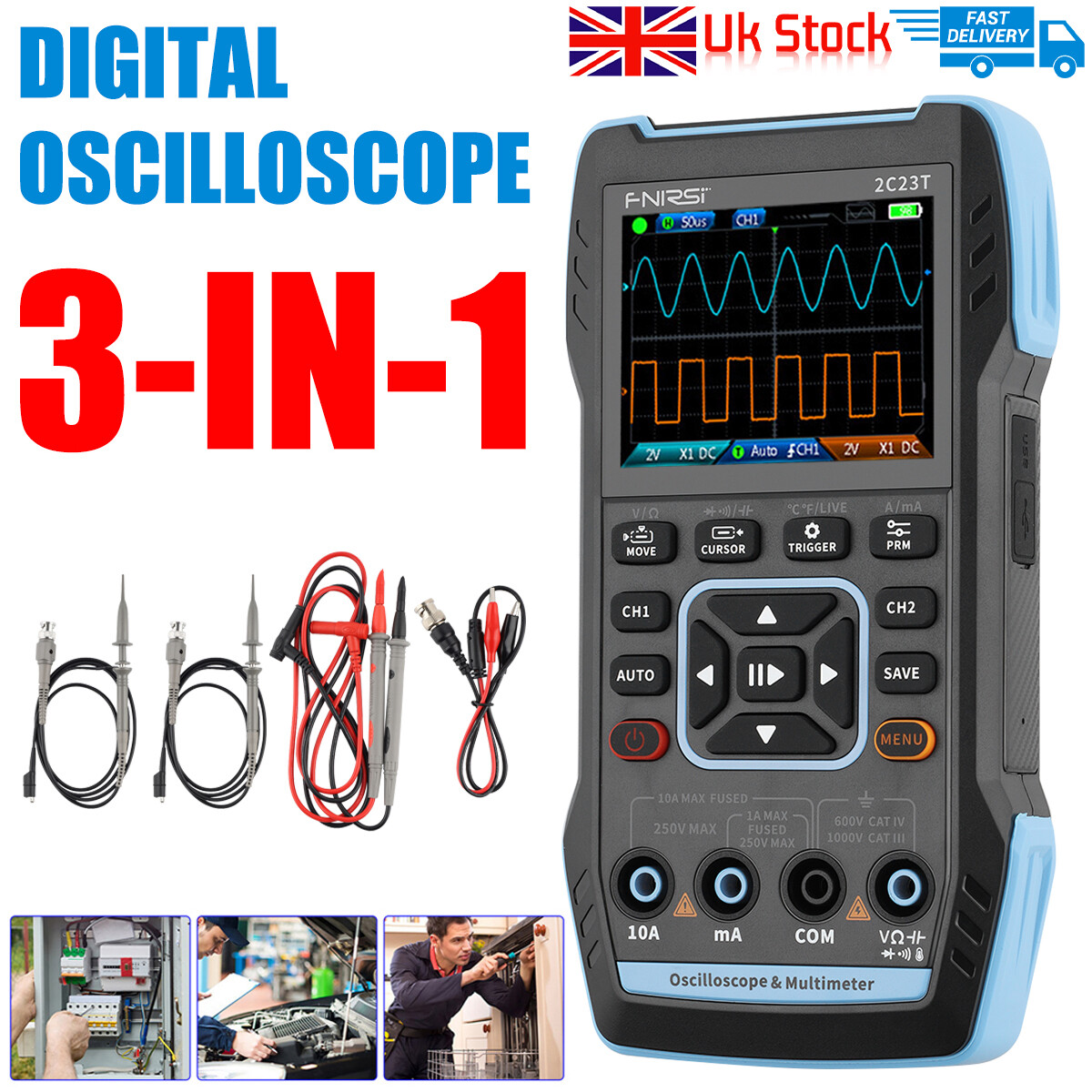 FNIRSI 2C23T *Handheld Function Signal Generator+Digital Oscilloscope Multimeter