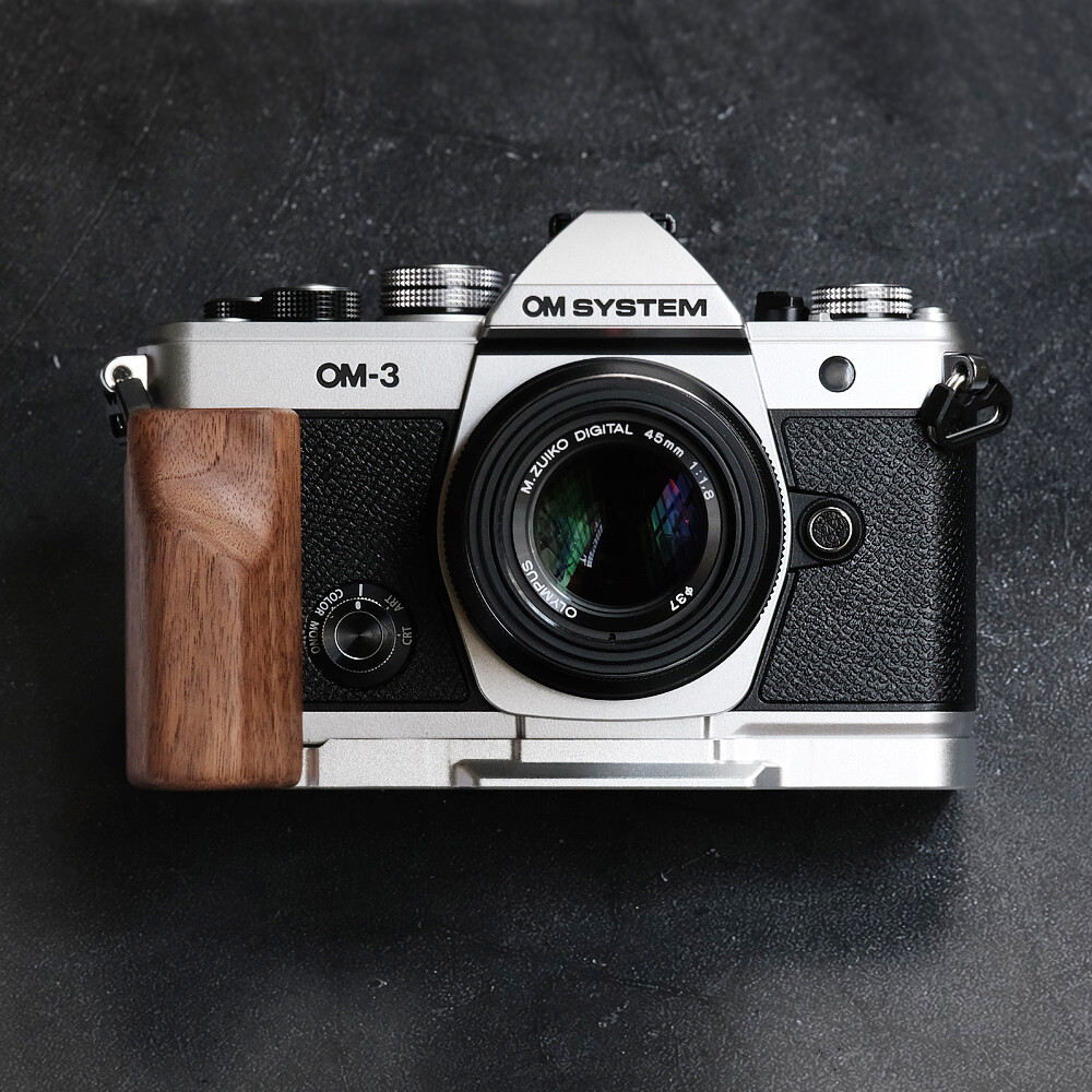Camera hand solid wood handle grip L-plate accessory suitable for Olympus OM-3