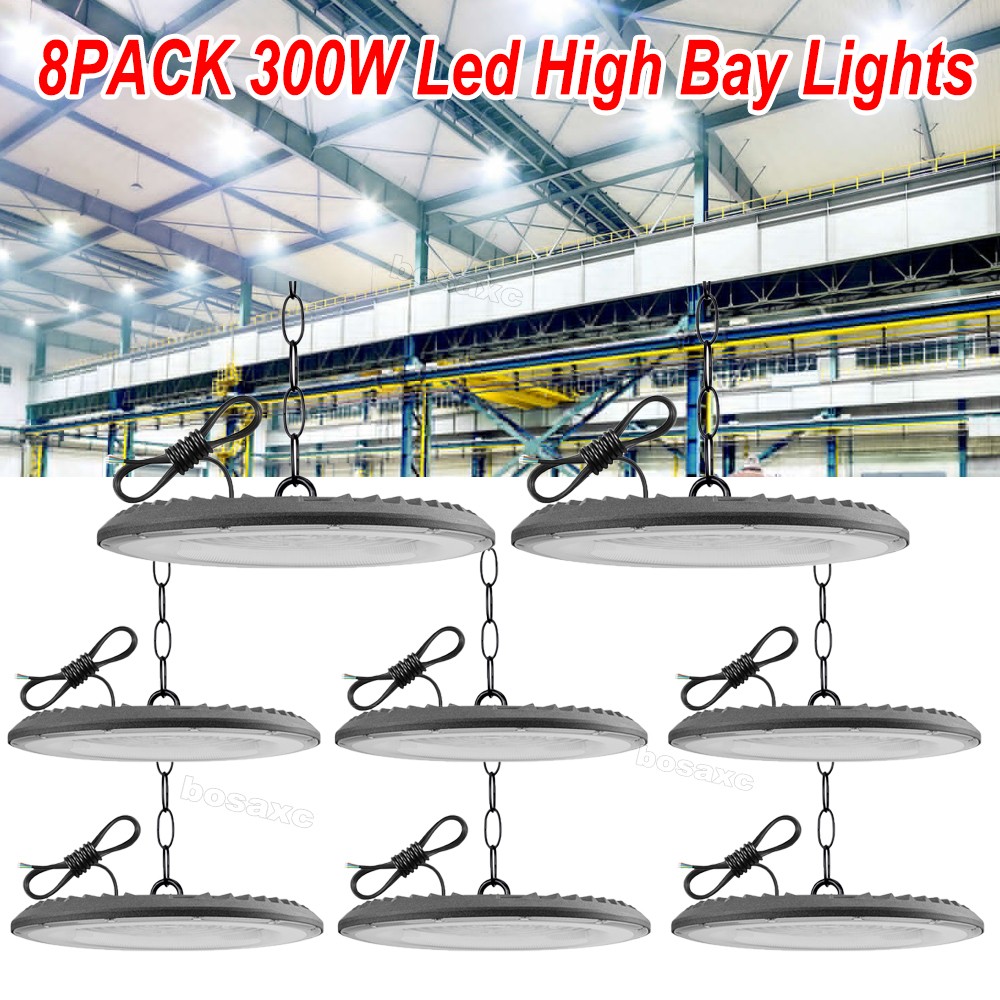 8Pcs 300W UFO Led High Bay Light Commercial Industrial Warehouse Garage Light