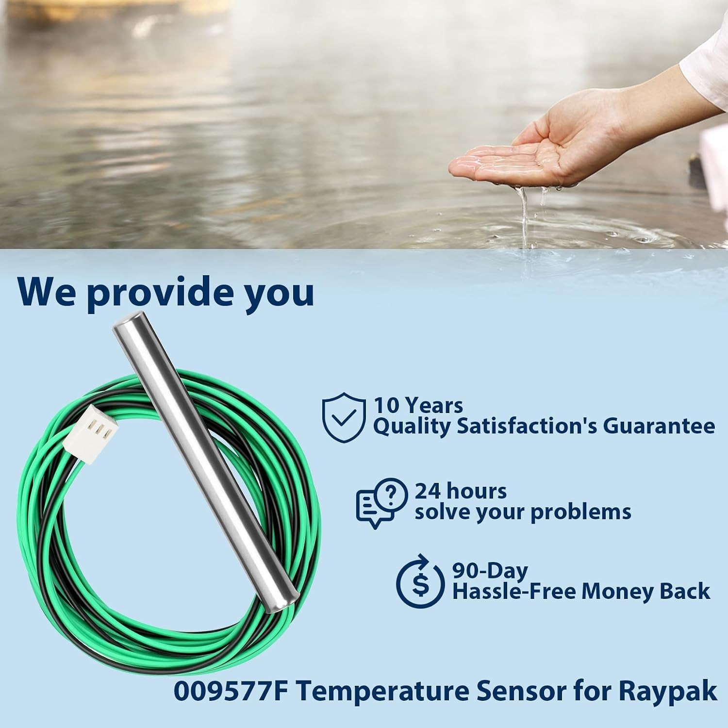 009577F Temperature Sensor for Raypak Heaters 206A-407A | Easy Install 100K NTC