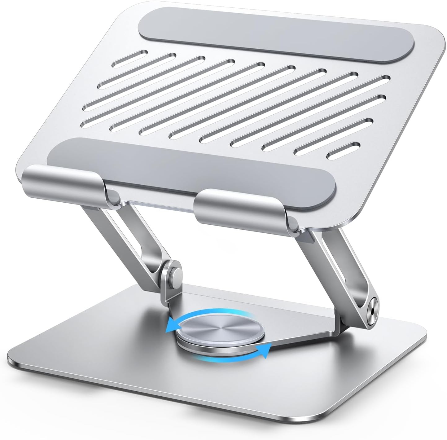 Tablet Stand Holder for Desk with 360° Rotating Base Aluminum Silver