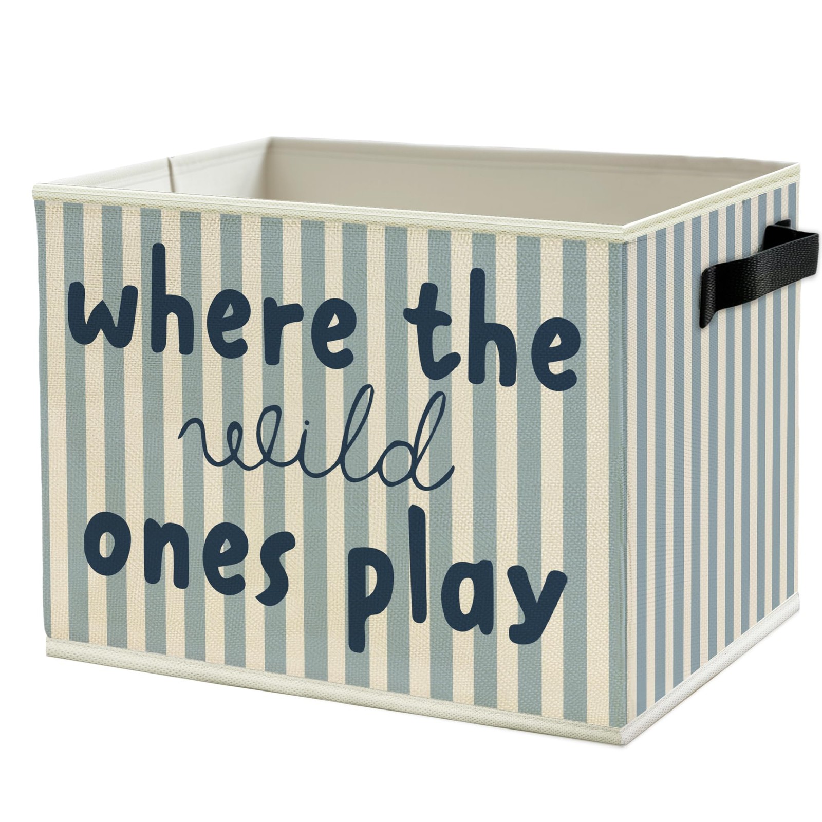 Blue Stripe Boho Classroom Storage Bins Box with Handles, Where the Wild Ones...