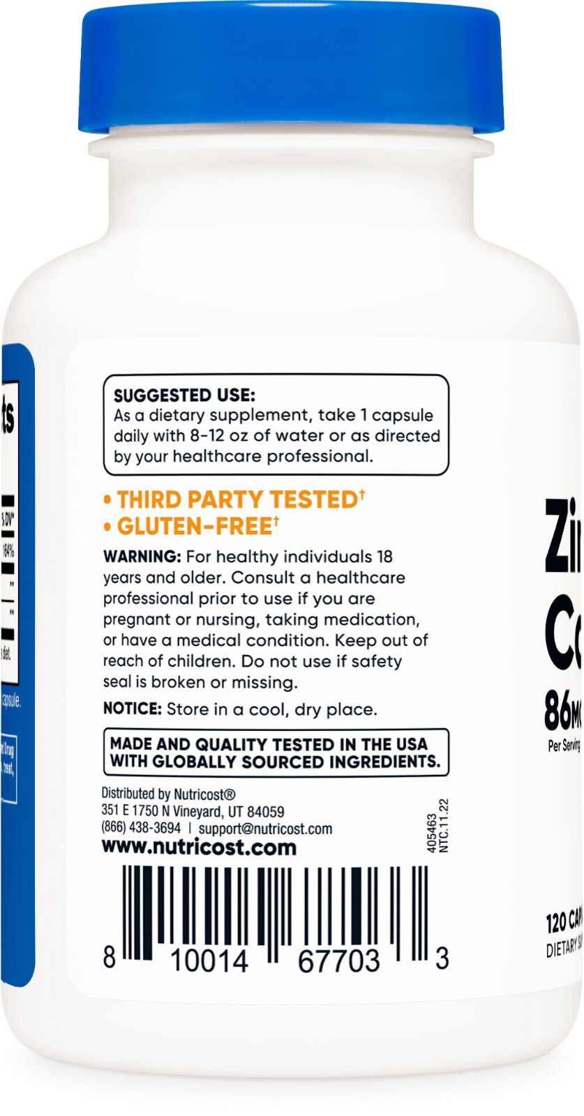 Nutricost Zinc Carnosine 86mg, 120 Capsules - Non-GMO, Gluten Free Supplement
