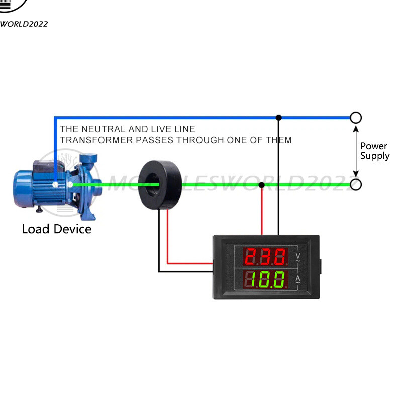 AC60-500V 100A Dual Display Voltage Current Meter Voltmeter Ammeter Single Phase