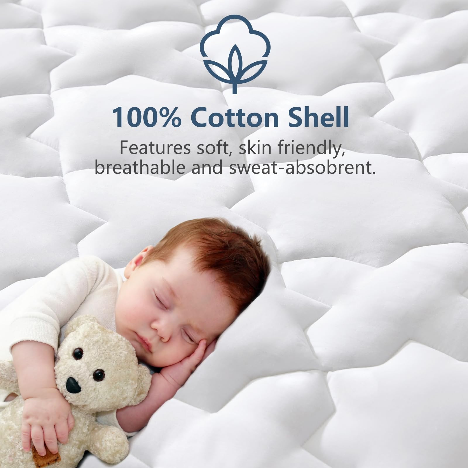 CozyLux California King Mattress Pad - (72x84 inches), White
