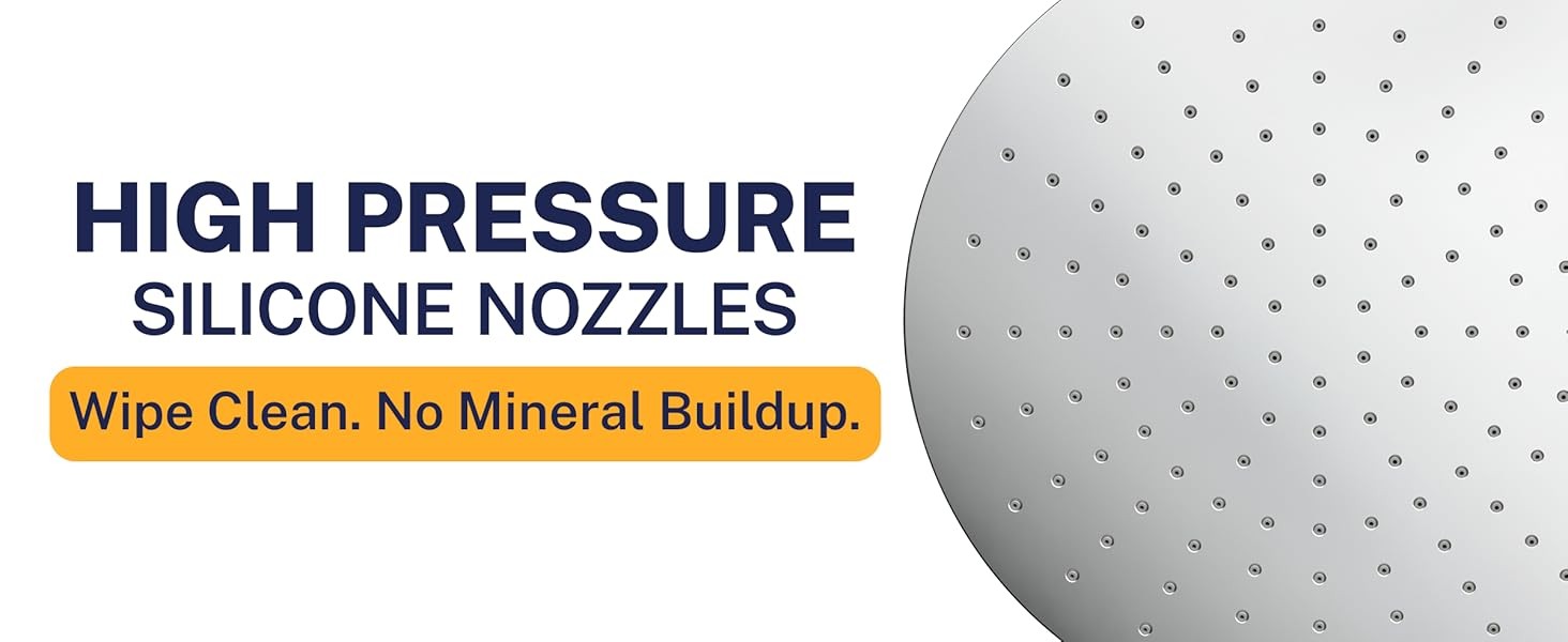 ® Solid Metal 12 Inch Rainfall Shower Head, Large Rain Shower Head, 2.5 GPM High