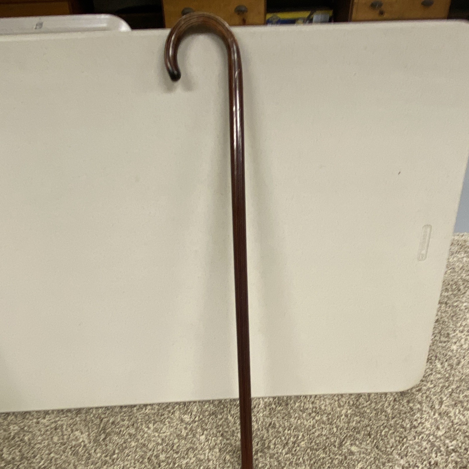 Brown Wooden Walking Cane, Curved Hook Handle, 331/2inAdult/Senior