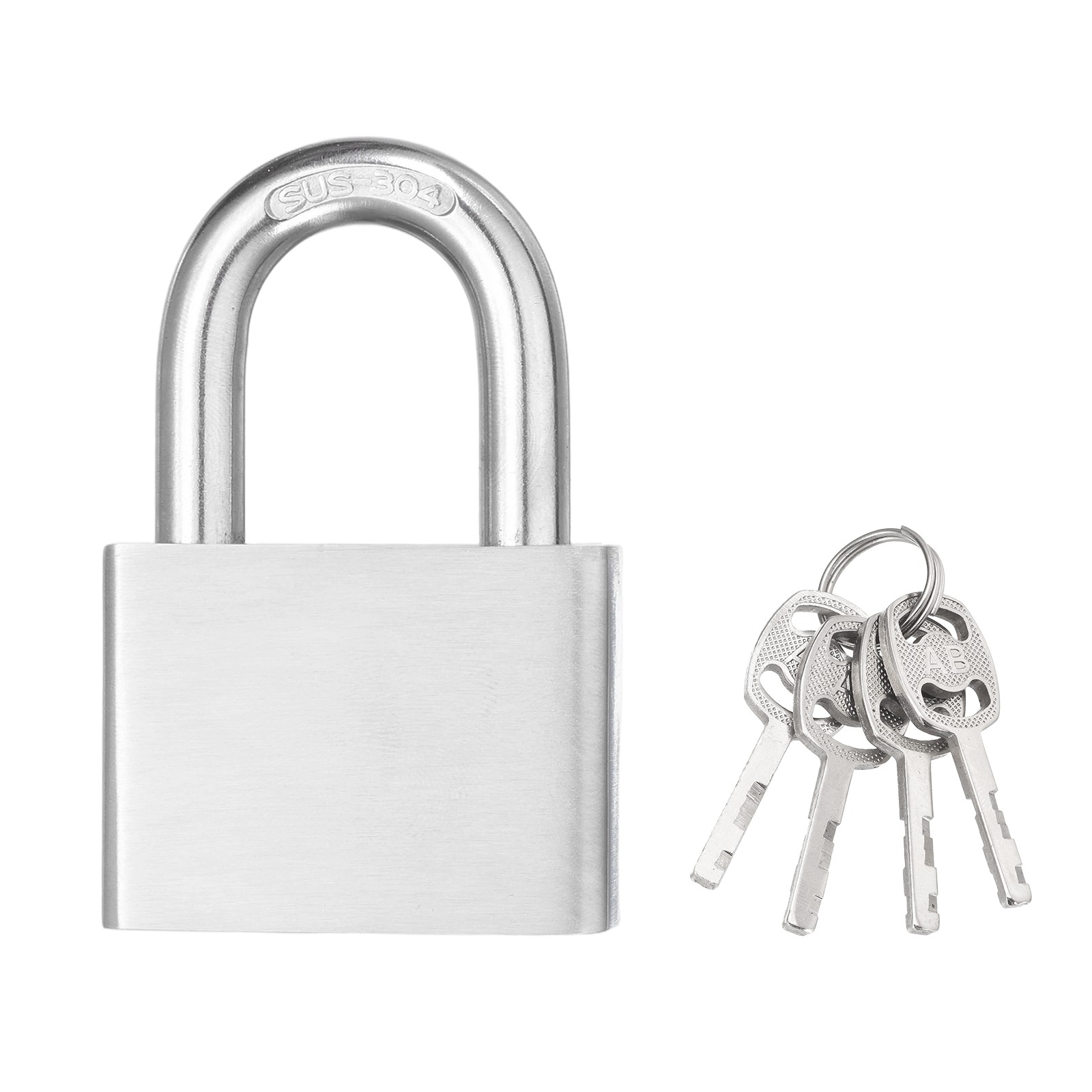 1-3/16" Stainless Steel Pin Tumbler Padlock with Keys, Silver (H: 53mm)