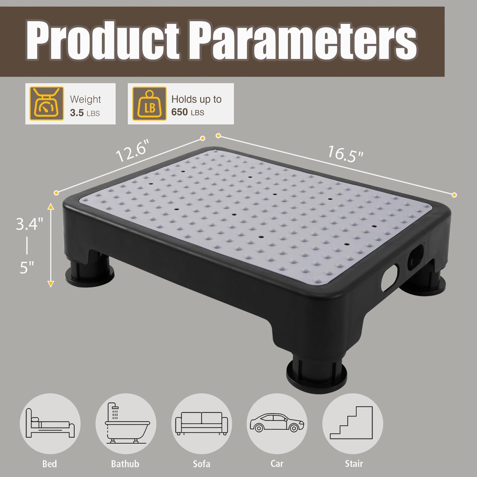 CHIKILLA Adjustable Step Stool for High Beds and Cars, 650lbs Heavy Duty Bed ...