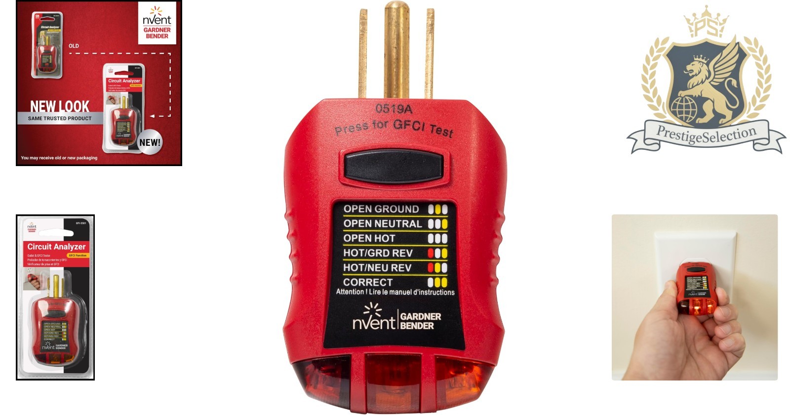 Ground Fault Receptacle Tester - 110-125V AC, Quick Circuit Diagnosis