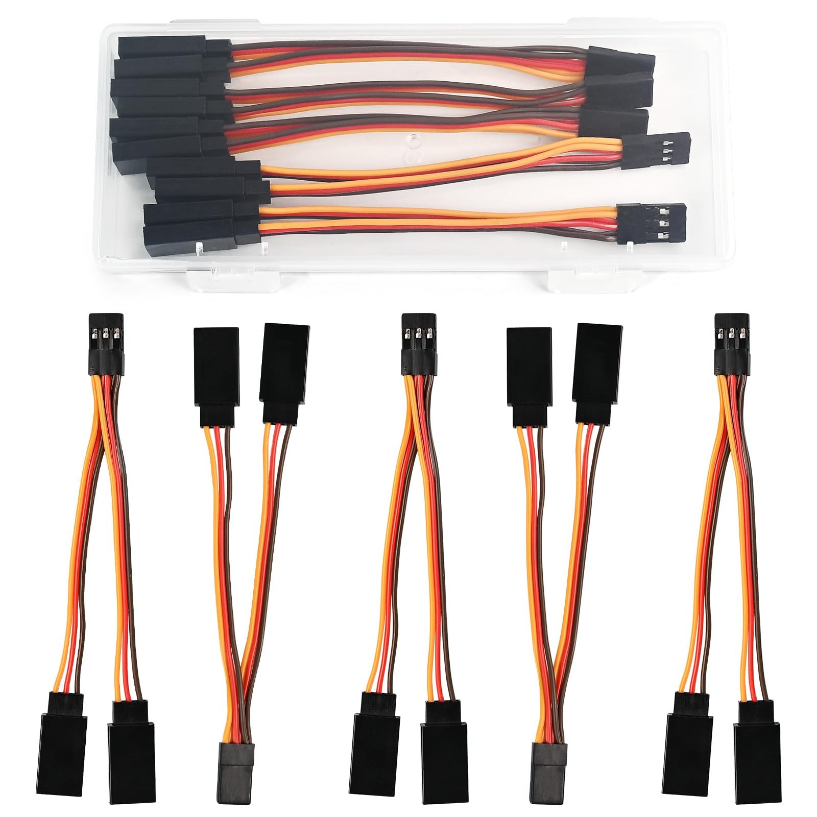 5-Pack Servo Y Splitter Cable, 1 Female to 2 Male JR/Futaba Style Extension H...