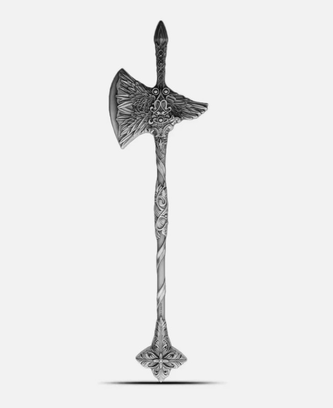 2025 KOMSCO 2.5 oz .999 Silver Halberd of St Raphael Shaped Bar Korea (Axe)