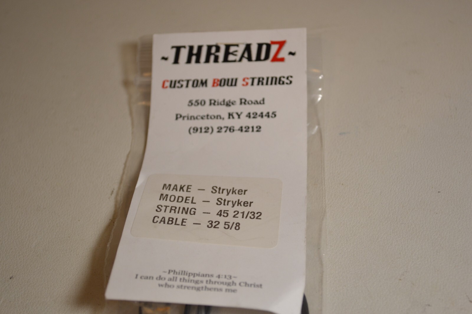 THREADZ CUSTOM BOWSTRINGS Stryker/Stryker/String 45 21/32 Cable 32 5/8
