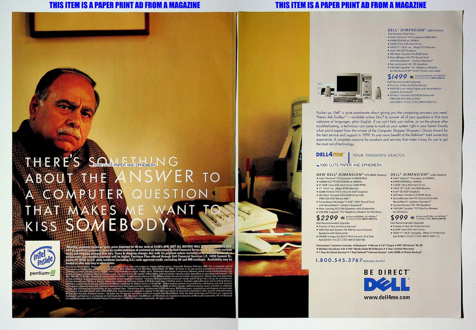 Dell Dimension L500r Desktop PC Computer 2000 Print Magazine Ad Poster ADVERT