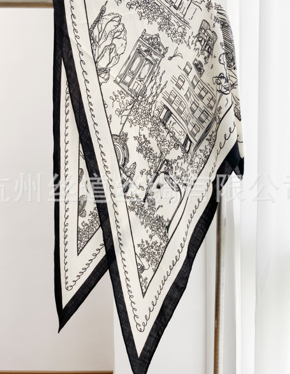 70% Cashmere 30% Silk Wrap Scarf Triangle Shawl 190X80cm blue street Print new