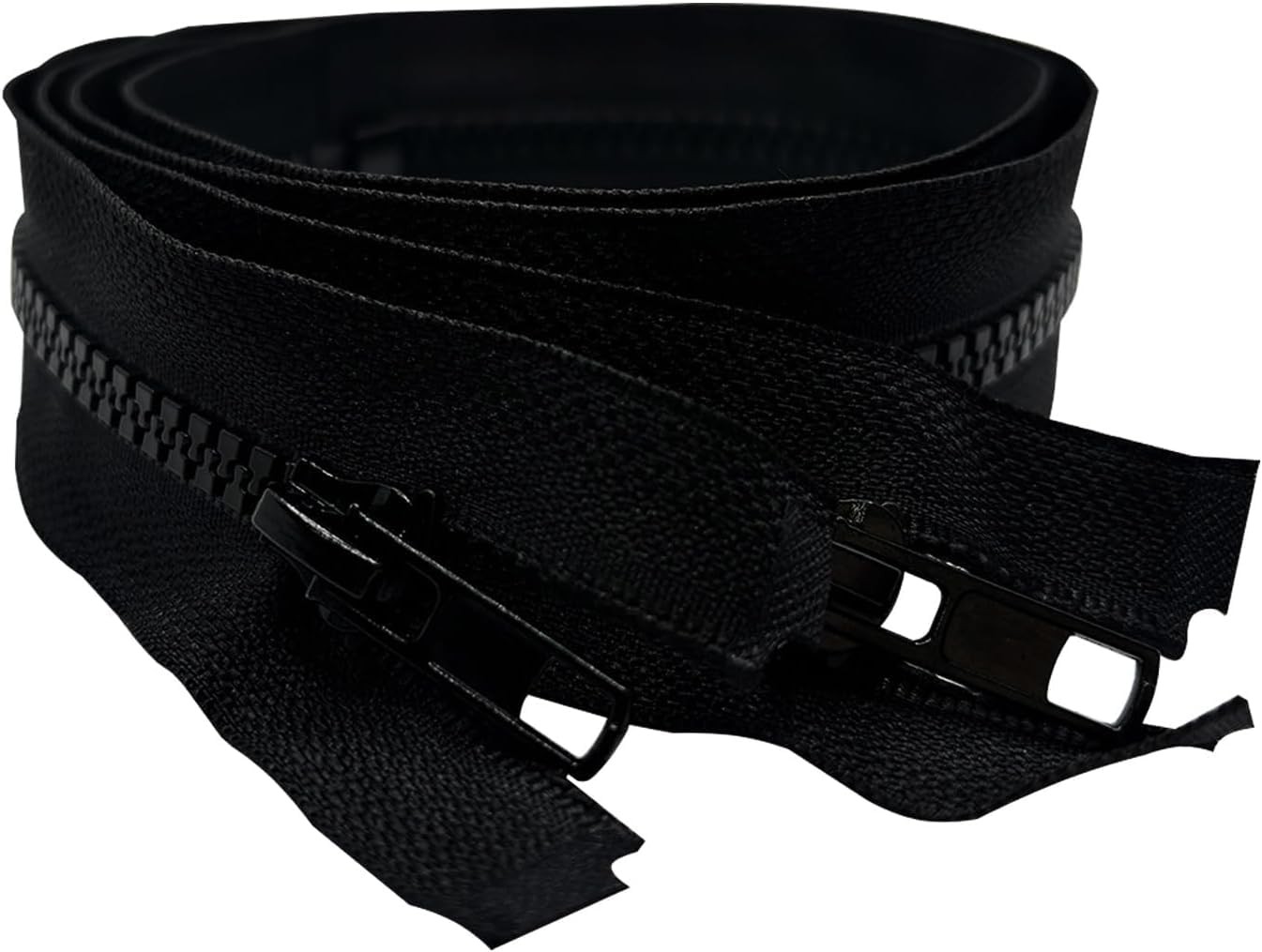 2PCS 5 10 Inch Black Separating Jacket Zippers for Sewing Coats, Molded Plast...
