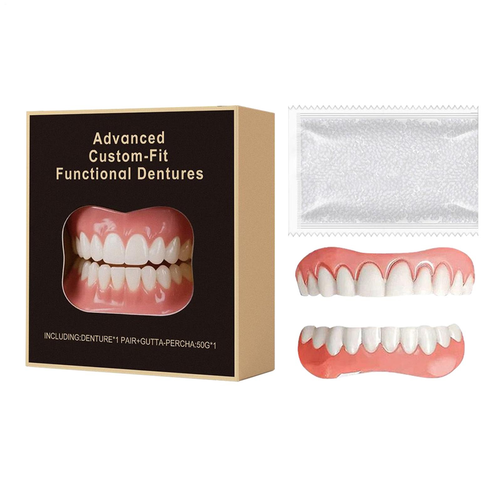 Advanced Custom-Fit Functional Instant Natural Dentures Denture Decoration Set