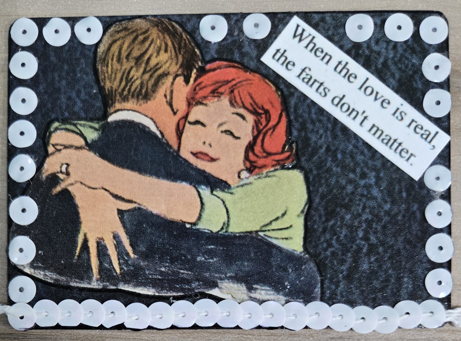 Mixed Media Collage Art Card ACEO ATC OOAK Snarky Women Farts Don't Matter