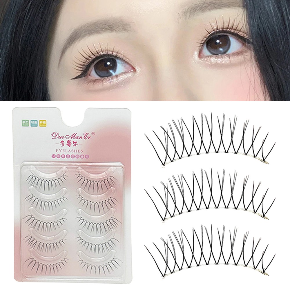 Natural Long 5 Pairs False Eyelashes Clear Stem Eyelashes Lash Extension Beaut ๑
