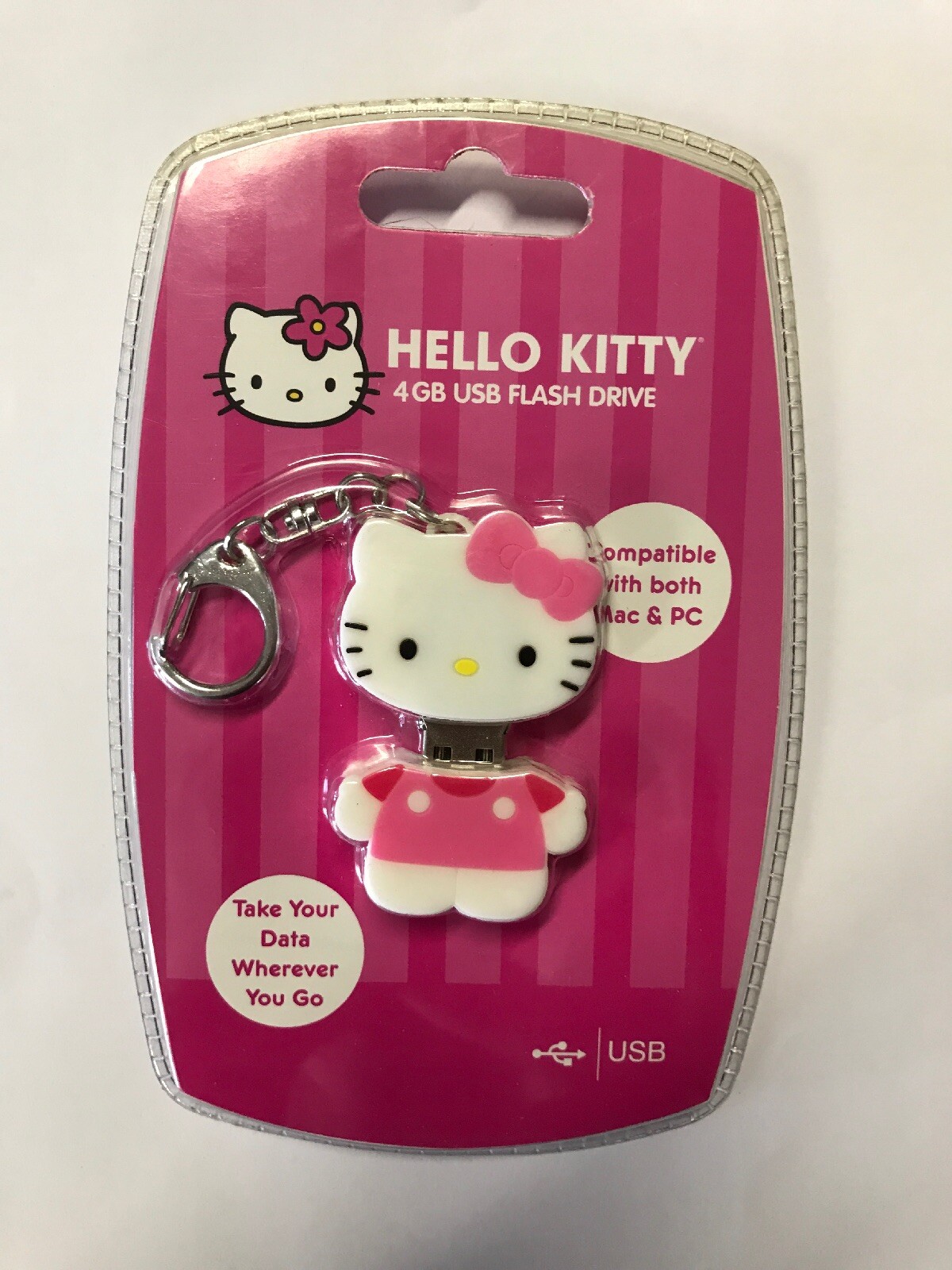 Hello Kitty 4GB USB Flash Drive W/ Clip (46109-WLG)