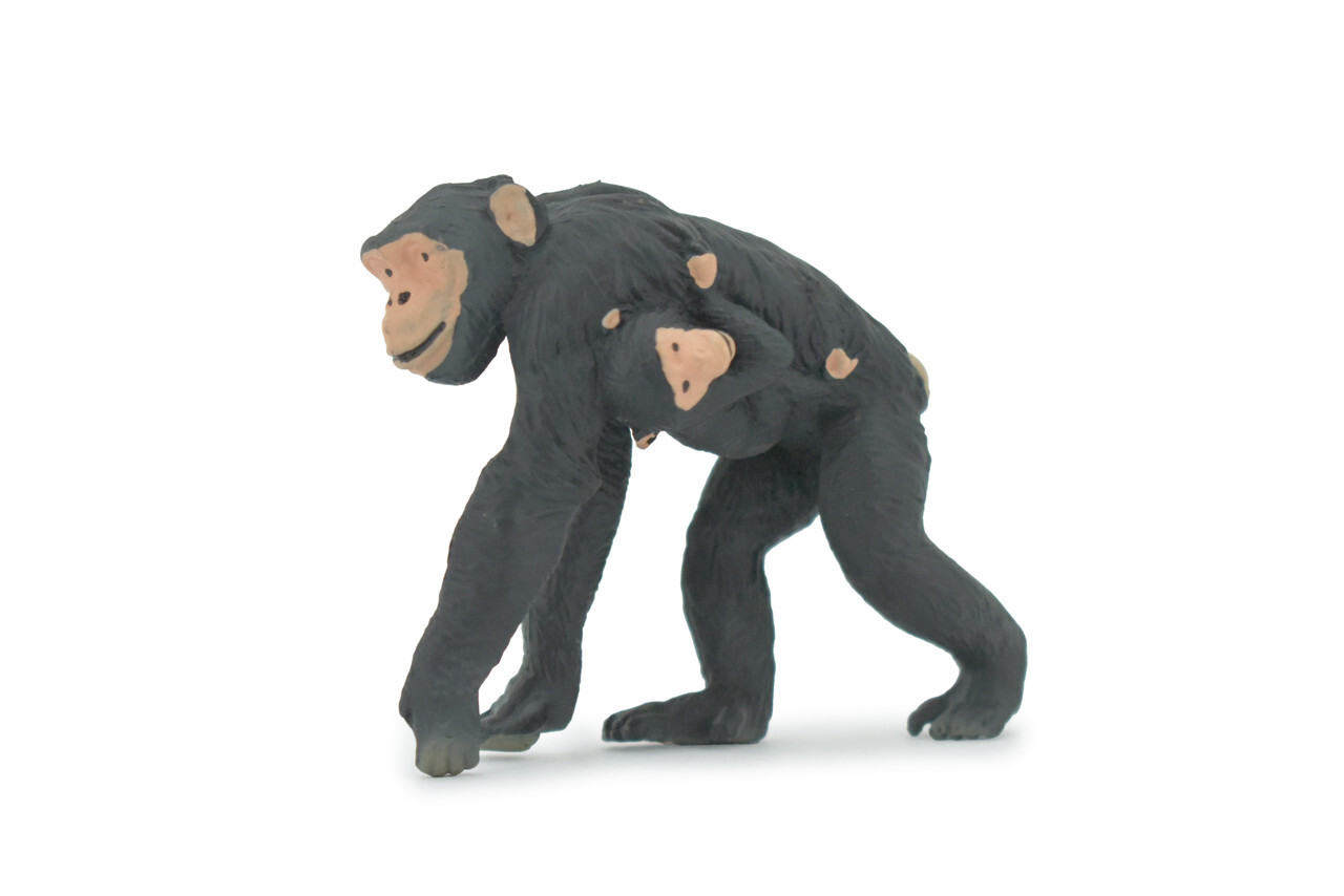 Toy Chimpanzee Chimp Mother with Baby Realistic Figure Model Gift 3" CH527 BB158