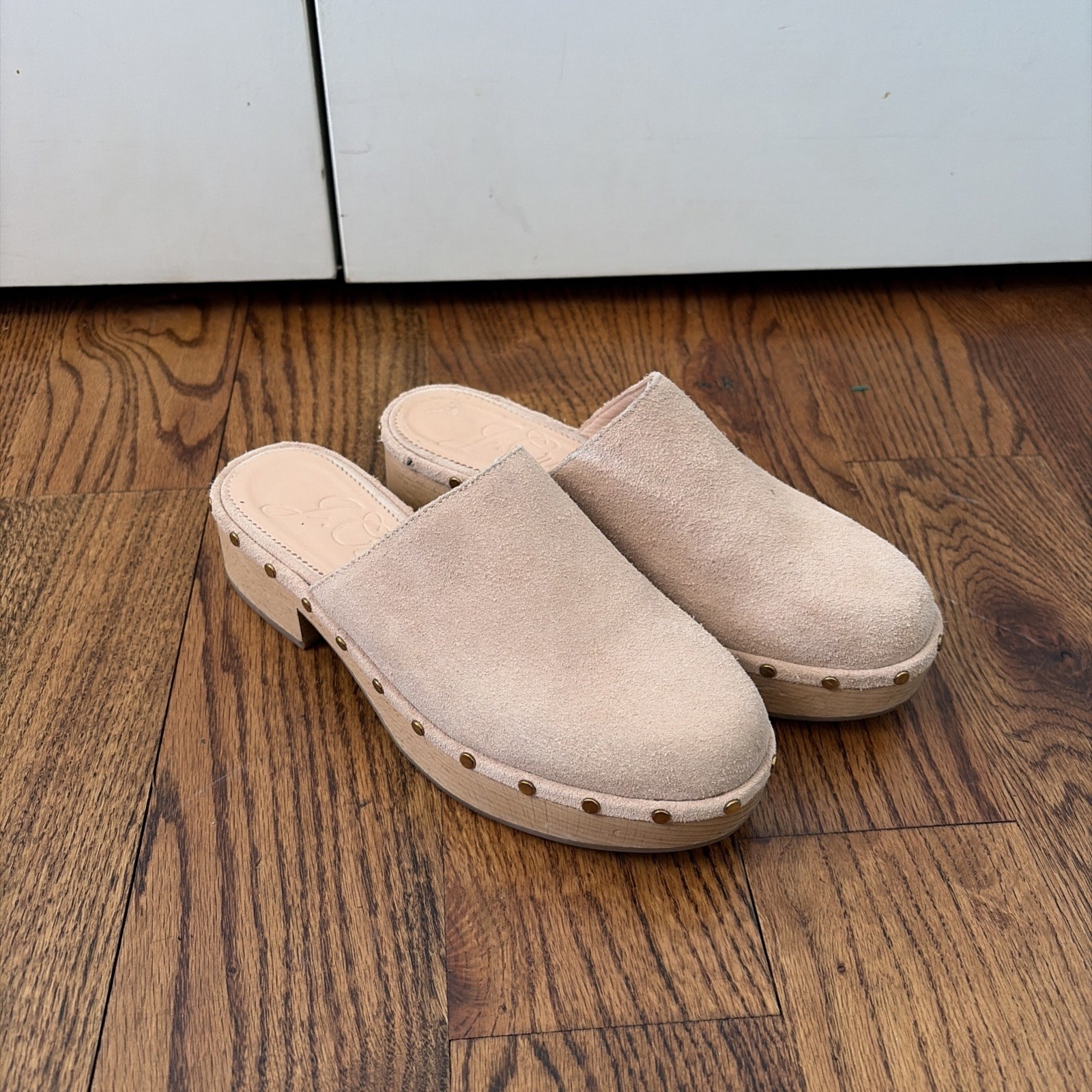 J. Crew Suede Leather Dakota Clogs Studded Boho Hippie Chic Wooden Women’s 6.5
