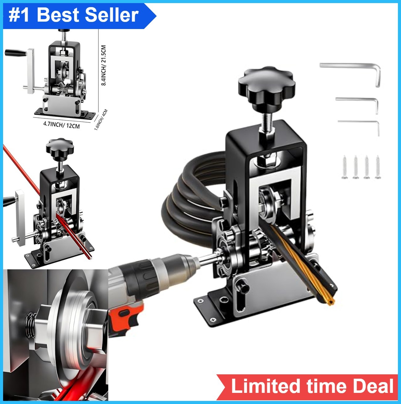 Manual Wire Stripping Machine 0.04-1 Inch Adjustable Drill Powered Scrap Copper