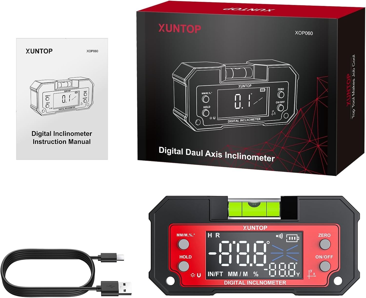 User-Friendly Dual Axis Angle Finder with Rechargeable Battery for Professionals