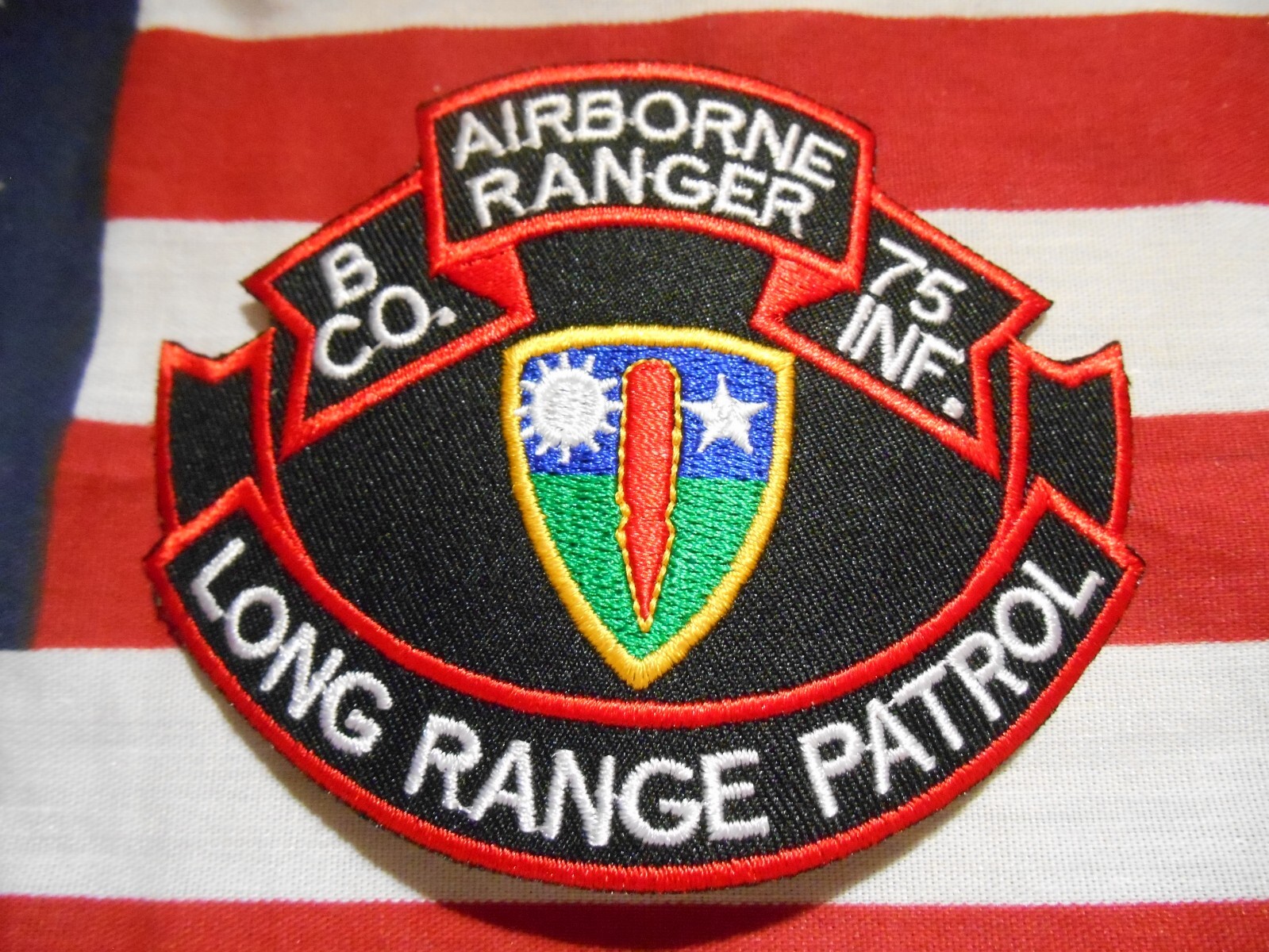 US ARMY B CO. 75TH INFANTRY AIRBORNE RANGER LONG RANGE PATROL POCKET PATCH