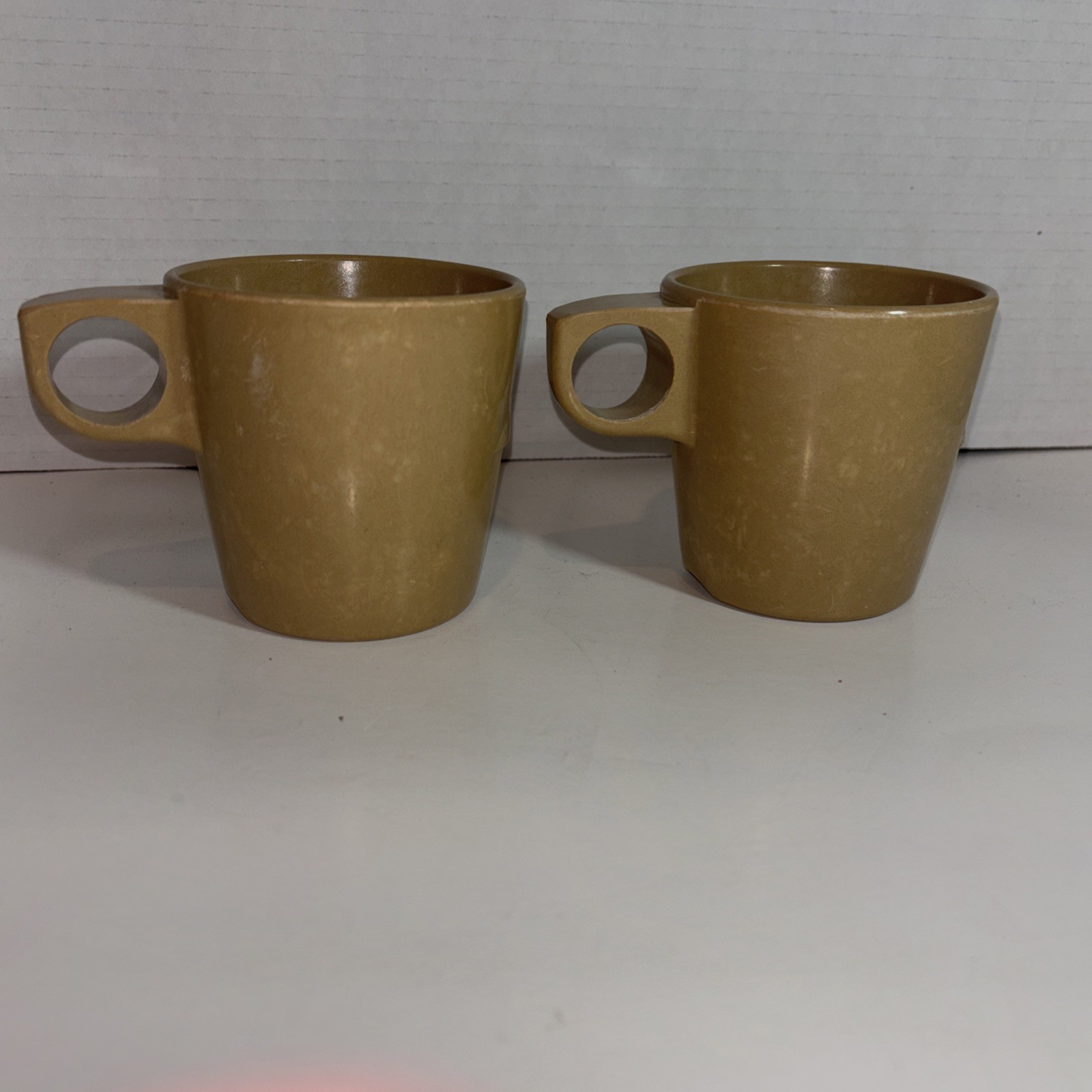 Vintage Vietnam Era Class 2 US Military Mess Hall Tan Cups Mugs Melamine Halsey