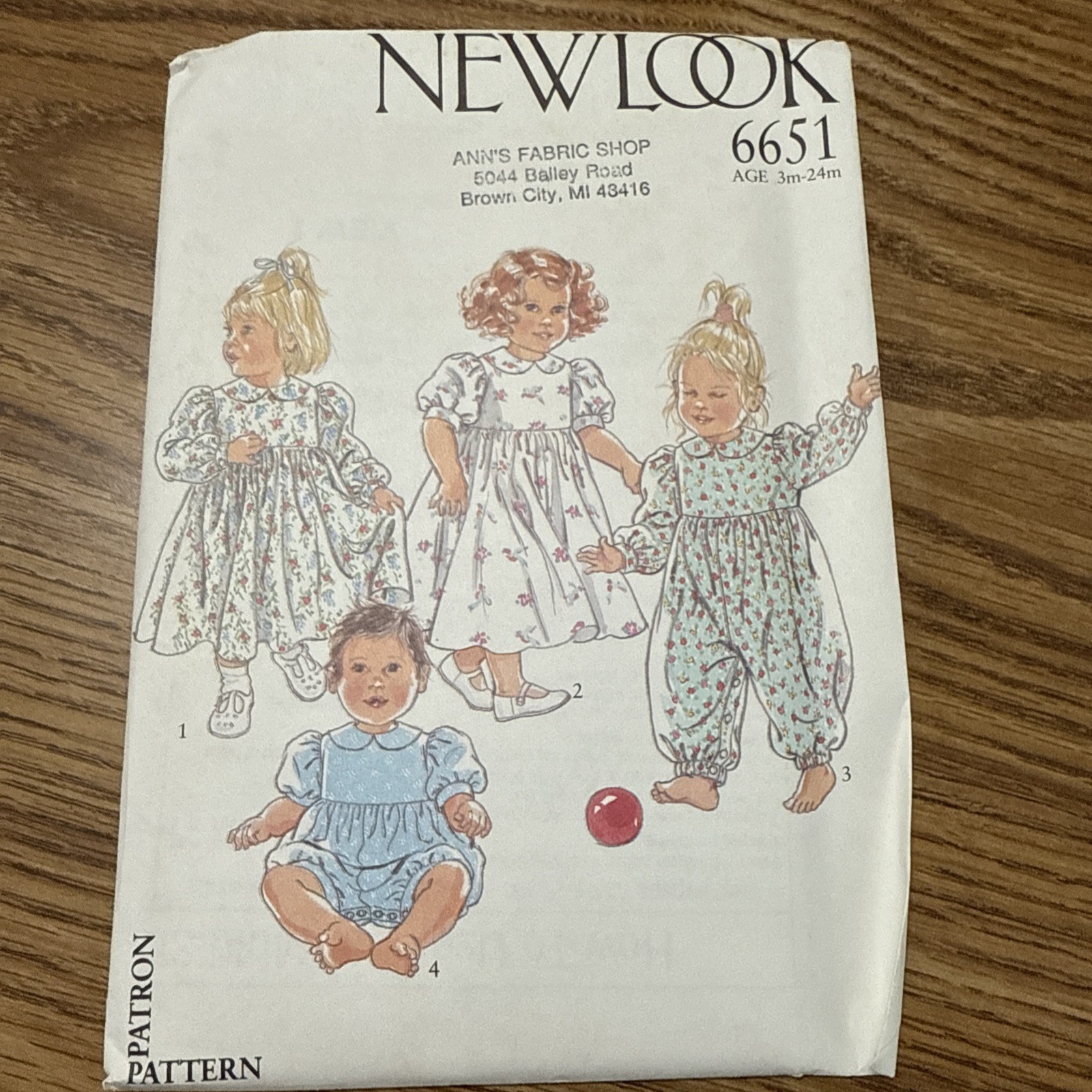 New Look Baby Pattern 6651 Uncut 3M -24M New Uncut