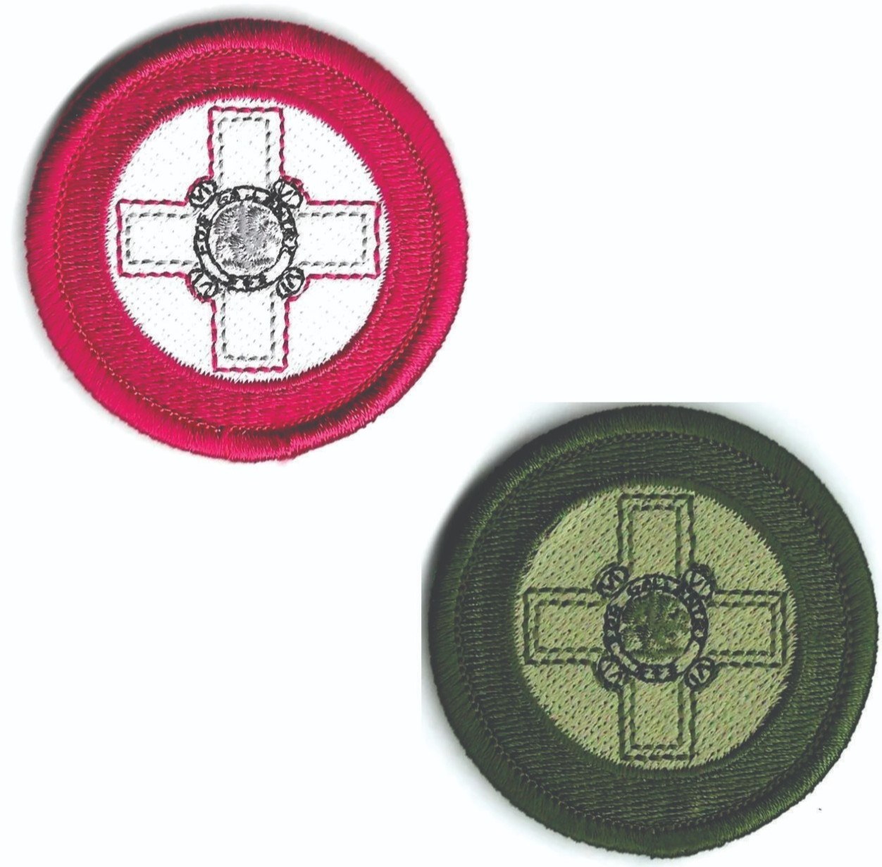 Lot of 2 Malta Cross Roundel Patches 2" Embroidered Iron On Hook Back