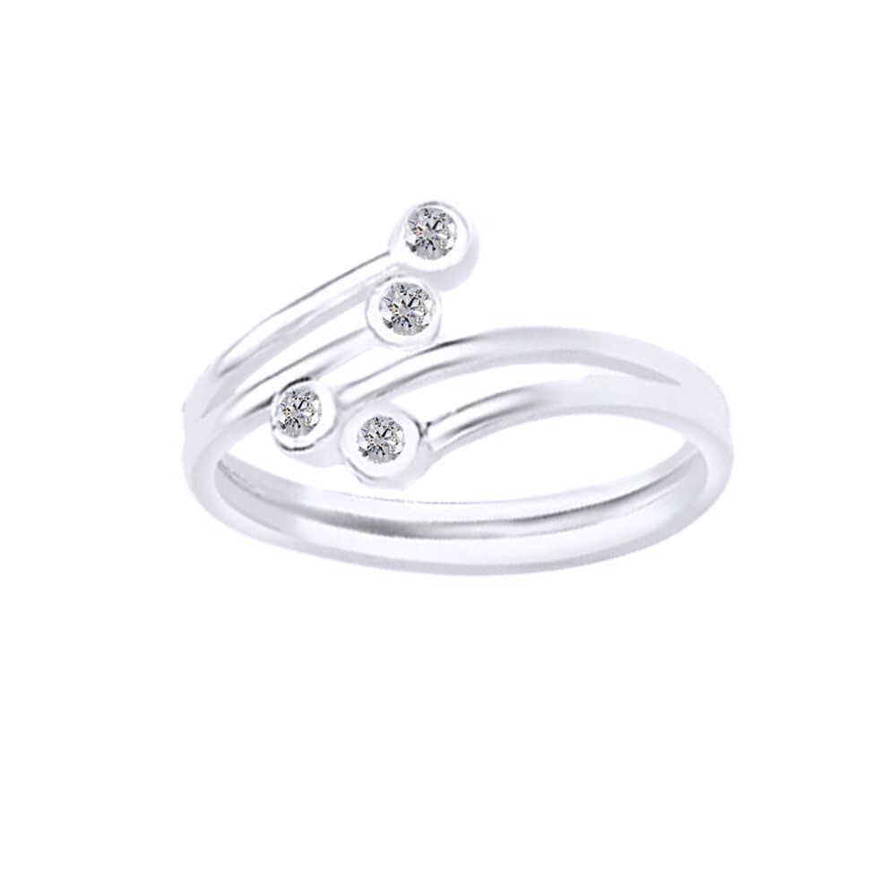 1/8 Ct Round Cut Simulated Diamond Toe Rg 14K White Gold Plated Sterlg Womens