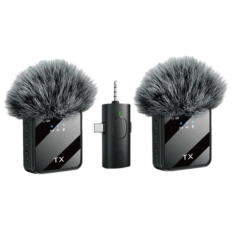 3in1 Wireless Lavalier Microphone Audio Video Recording For iPhone Samsung