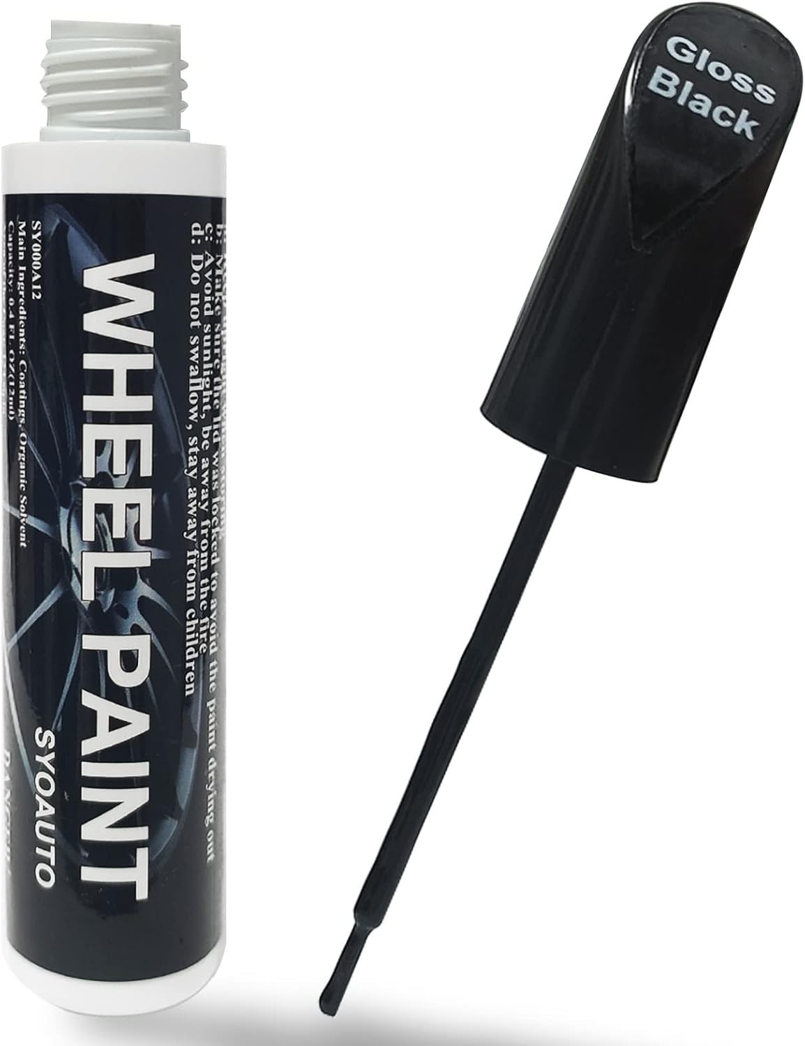SYOAUTO Gloss Black Rim Touch Up Paint, Car 1 count (pack of 1),