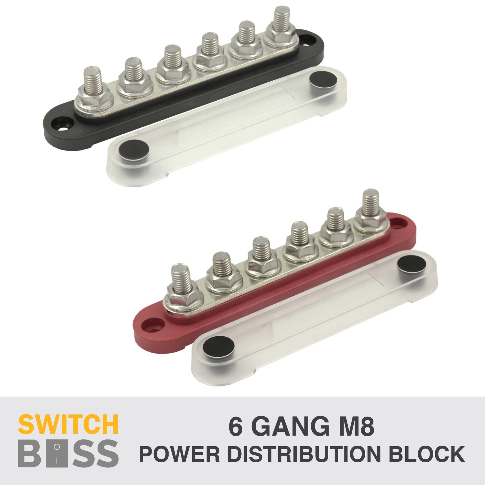 6 GANG M8 SET Power Distribution Block Bus Bar Terminal Post Stud 12v 24v 8mm