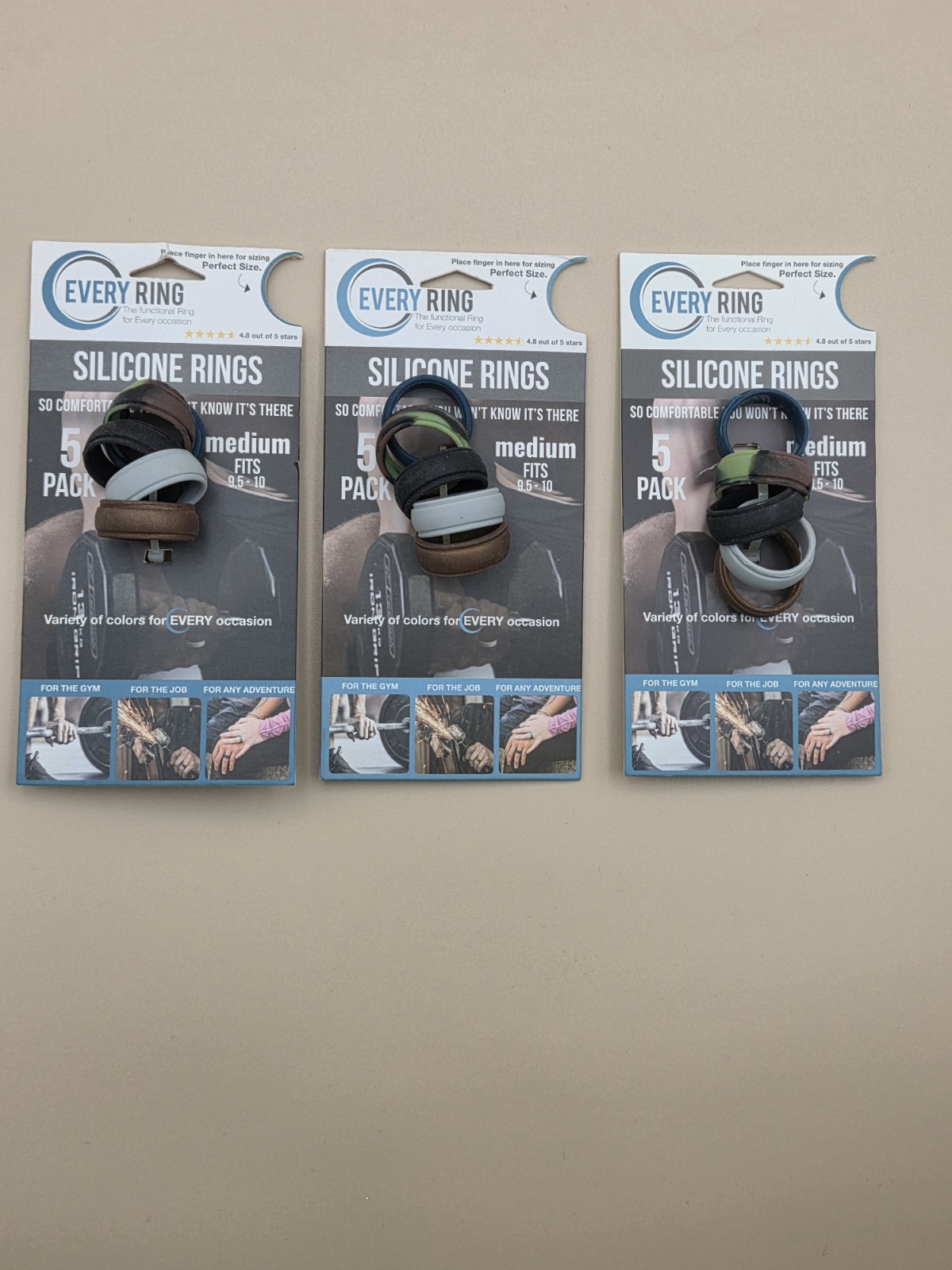 3x Every Ring 5 pack Silicone Rings Size Medium Fits 9.5 - 10 NEW FAST SHIP
