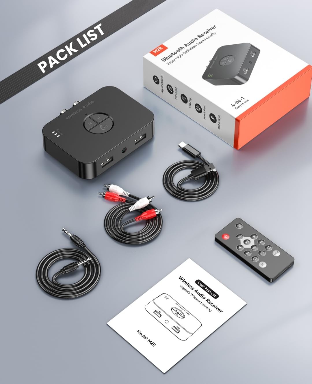 Bluetooth 5.4 Receiver with USB/AUX/RCA Outputs, HiFi Wireless Audio Receiver...