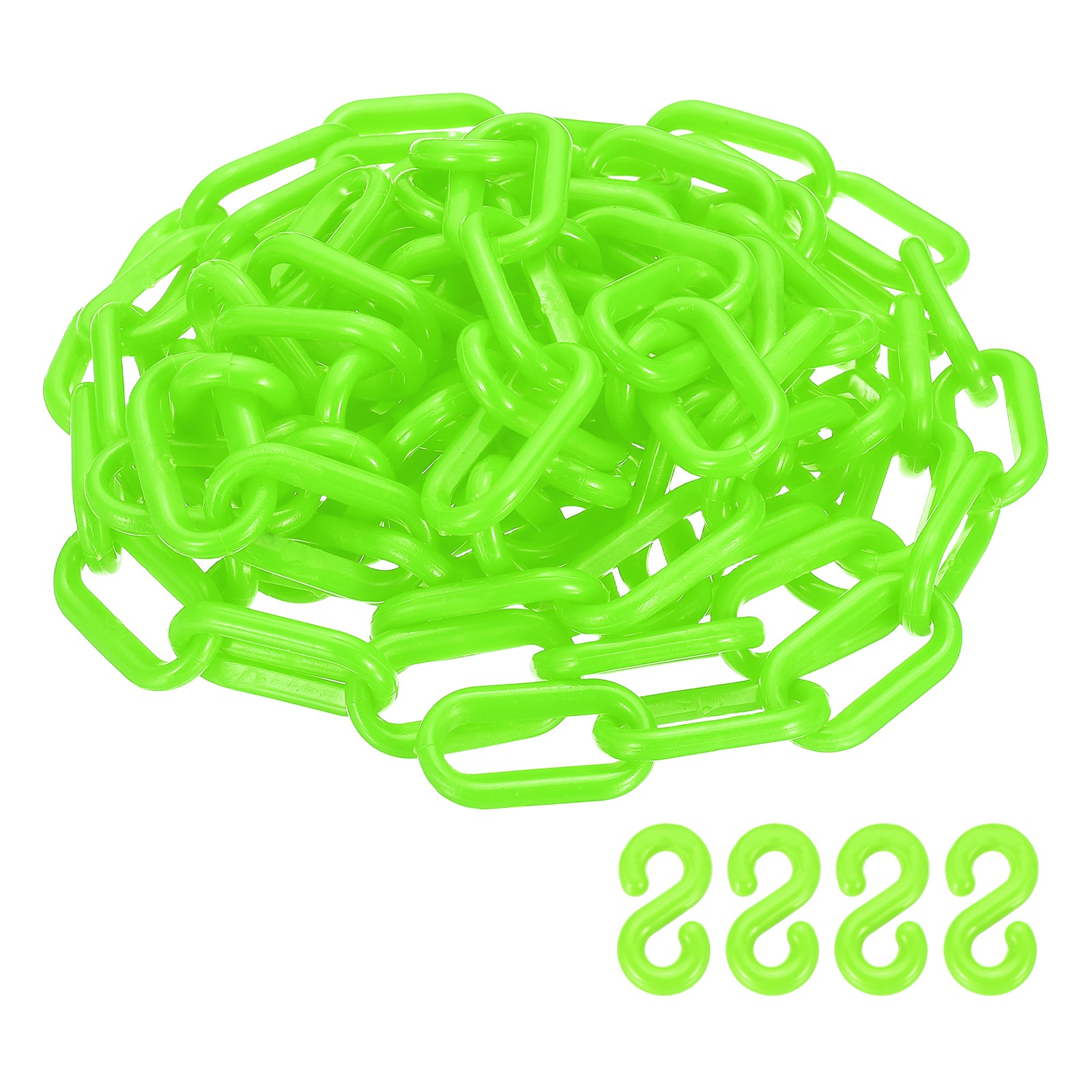 Barrier Chain, (9.8ft 0.7" Dia., Green), Plastic Safety Chain Links W S Hooks